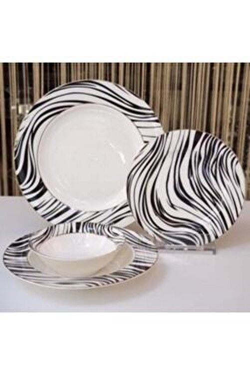 pink more 24 parca yemek takimi siyah beyaz fiyati yorumlari trendyol