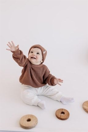 Erkek Kız Bebek Triko Kazak Kiremit Renk