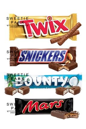 Twix Snickers Bounty Karamelli Hindistan Cevizli Bisküvili Yer Fıstıklı Çikolata 208 Gr
