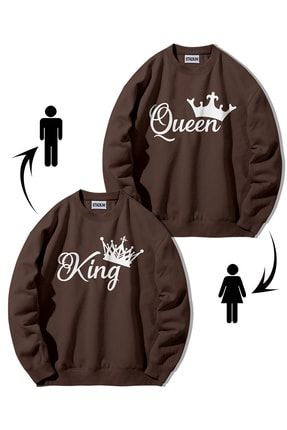 Calvin Jones King Queen Bask l Oversize Cift Kombini Sweatshirt Fiyat Yorumlar Trendyol