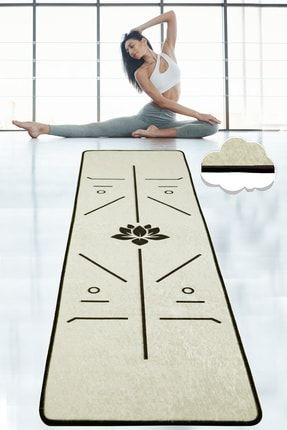 BIKRAM BEYAZ 60X200 cm Yoga,Spor,Fitness,Pilates Halısı Yoga Matı Yıkanabilir Kaymaz