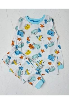 Deniz Hayvanları Desenli Çocuk Pijama Takımı 2221