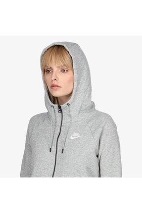 Nike Sportswear Essential Full-Zip Fleece Grey/White Women's Hoodie ...