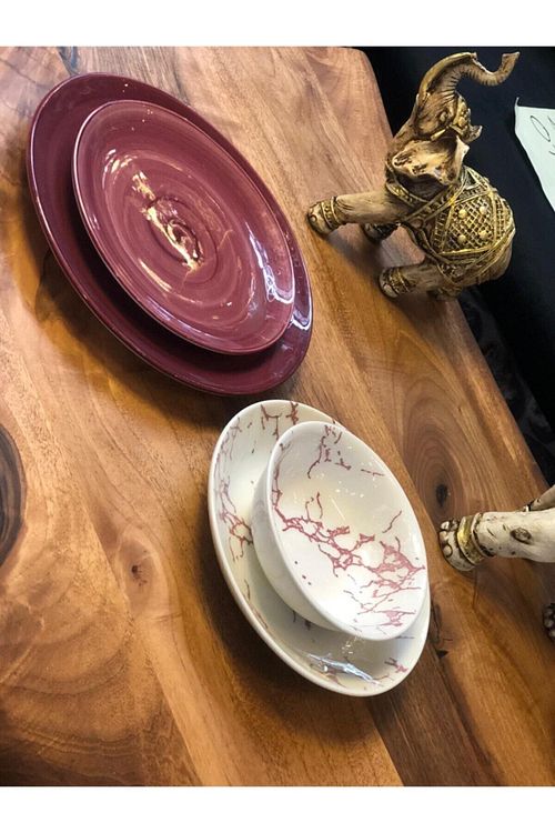 Tulu Porselen Mermer Desen El Yapimi Yemek Takimi 24 Parca Fiyati Yorumlari Trendyol