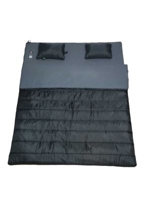 Masiv-18 350 gr Gri Polarlı Yastıklı Çift Kişilik Uyku Tulumu Siyah
