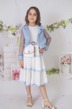 Kız Çocuk Çantalı Tüllü Elbise -115
