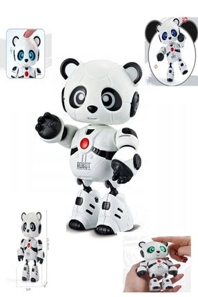 Sevimli Robot Panda Ilk Oyun Arkadaşım Sesli Işıklı Konuşan Ses Tekrar Eden Şarjlı Robot Panda 11 Cm