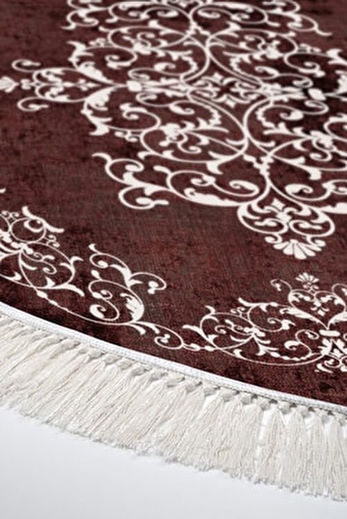 luxury home bordo saray sacakli dijital yuvarlak hali fiyati yorumlari trendyol