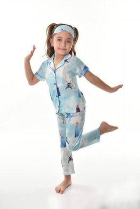 aire Fabricación sequía Irk Lemoon Kız Çocuk Göz Bantlı Üç Parça Mavi Elsa Pijama Takımı Fiyatı,  Yorumları - Trendyol