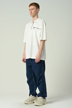 DON Q SHOT Siyah Erkek Polo Yaka Tek Cepli Oversize K sa Kollu T shirt