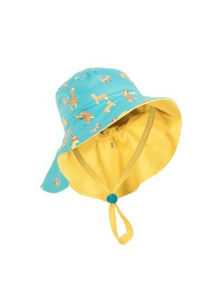 Nabaıjı Bebek Uv Korumalı Şapka - Sarı / Mavi / Savan Baskılı