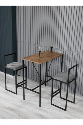 Mutfak 2 Bar Sandalyesi Takım Bar Masası Ile Birlikte