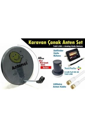 40cm Delikli Karavan Çanak Anten Seti +analog Uydu Bulucu