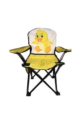 Mini Figürlü Sevimli Civciv Çocuk Kamp Sandalyesi Sarı