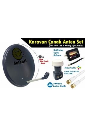 40cm Karavan Çanak Anten Seti Next Çiftli Lnb +analog Uydu Bulucu