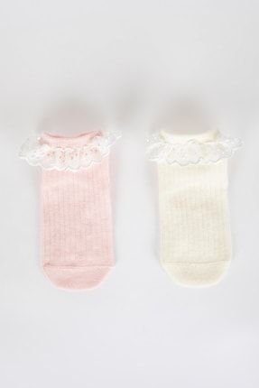Kız Bebek Dikişsiz 2'li Pamuklu Uzun Çorap A1420a5ns