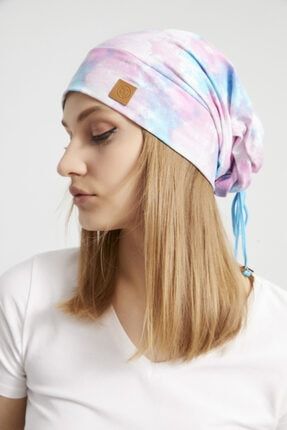 Kadın Batik, Aqua Çok Renkli Ip Detaylı 4 Mevsim Şapka Bere Buff -ultra Yumuşak Doğal Penye Kumaş