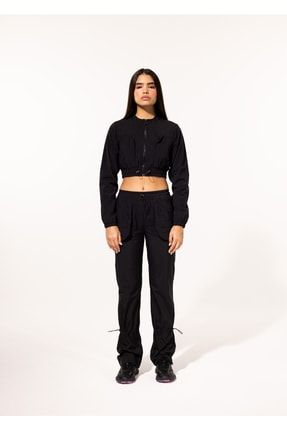 Black nylon tracksuit sale