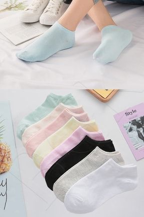 8'li Kadın Renkli Soft Renkli Patik Çorap