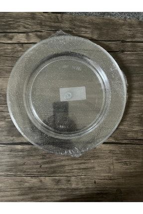 Simli Gümüş Mika Lüks Plastik Tabak 26cm 6 Adet