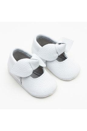 Kız Bebek Beyaz Deri Makosen Patik Ayakkabı