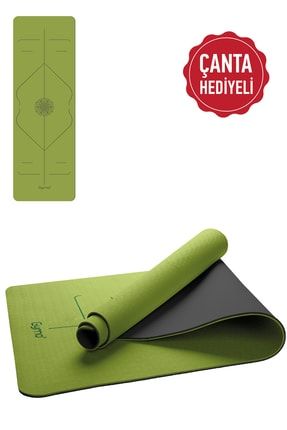 Hizalamalı 6mm Tpe Yoga Matı Pilates Minderi Yeşil