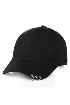 Unisex 3 Halkalı Siyah Piercing Şapka Kadın Erkek