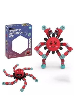 Kırmızı Fidget Spinners Dönüştürülebilir Zincir Robot Oyuncak Stres Çarkı 1 Adet