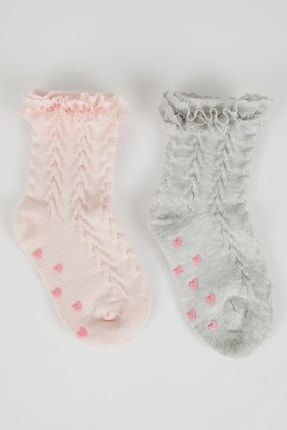 Kız Bebek Kaydırmaz Taban 2'li Pamuklu Uzun Çorap A1416a5ns
