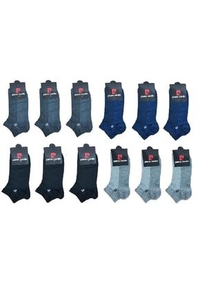 12 Çift Erkek Karışık Renk Pamuk Patik Kısa Çorap Koku Yapmaz Terletmez Babet Bilek Üstü