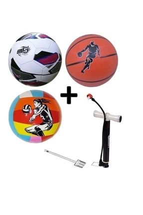 Çocuk Yetişkin Futbol Topu Voleybol Topu Basketbol Topu Seti + Pompa+top Iğnesi