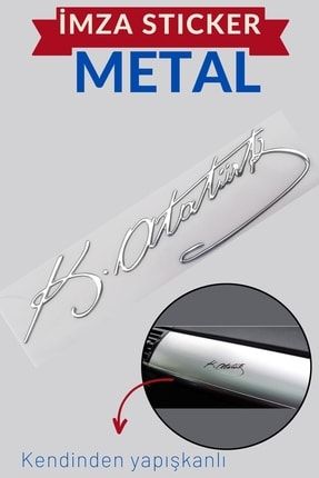 ModaCar Metal 8.5 Cm Atatürk Imzası Sticker 424423 Fiyatı, Yorumları -  Trendyol