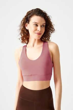 Burgundy Strappy Back Sports Bra