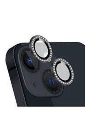 Iphone 13-13 Mini Taşlı Lens Koruma Siyah