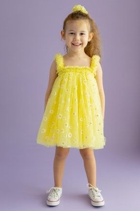 Sarı Kız Çocuk Elbise Luna Daisy