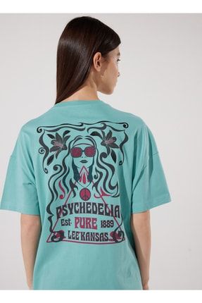 Lee Bisiklet Yaka Turkuaz Kad n T shirt L23126641 Fiyat Yorumlar Trendyol