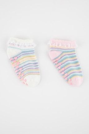Kız Bebek Kaydırmaz Taban 2li Pamuklu Patik Çorap A1482a5ns