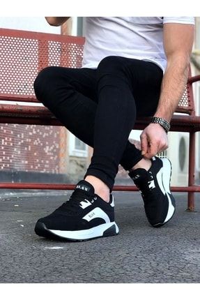 Lisinya741 - Siyah Beyaz Erkek Spor Ayakkabı