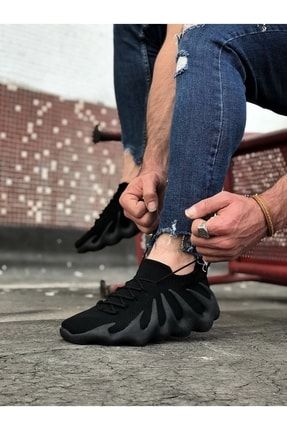 Lisinya741 - Siyah Triko Sargı Taban Casual Erkek Ayakkabı