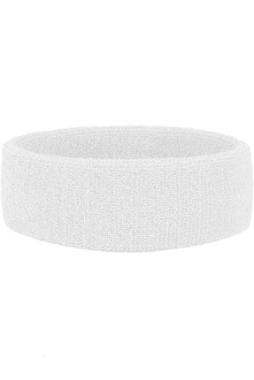 Sports Headband Sweatband - Sporcu Saç Bandı Havlu Kafabandı Pamuklu Iplik Bandana Beyaz