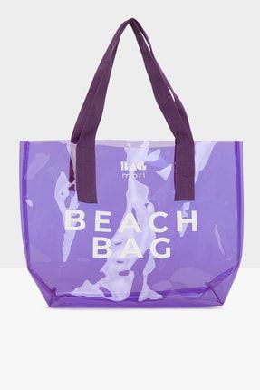 Lila Kadın Beach Bag Baskılı Şeffaf Plaj Çantası M000007257