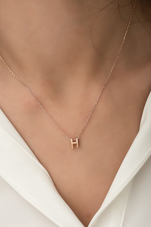 Papatya Silver 14 Ayar Altin Harf Kolye Uc Boyutlu H Harfi Rose Altin Kaplama 14 Ayar Altin Auvps100044 Fiyati Yorumlari Trendyol