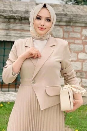 Kadın Bej (TAŞ) Ceket Görünümlü Elbise T 0073