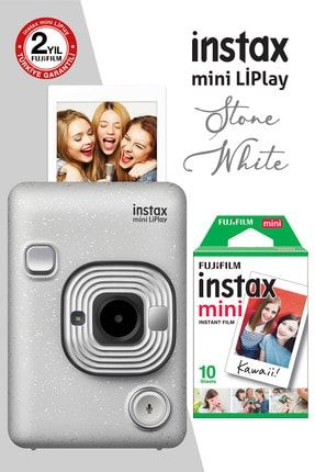 instax mini LiPlay Hybrid Stone White Fotoğraf Makinesi 10lu mini Film