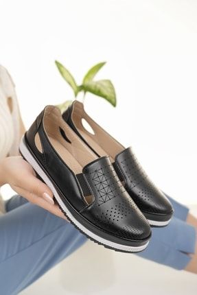 Kadın Siyah Ortopedik Ayakkabı Iş Ofis Anne Günlük Babet Ayakkabı