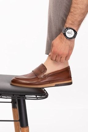 Hakiki Deri Erkek Loafer Yazlık Delikli Ayakkabı