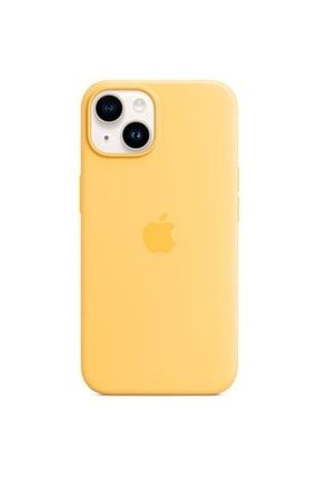 iPhone 14 için MagSafe özellikli Silikon Kılıf -Sıcak Sarı