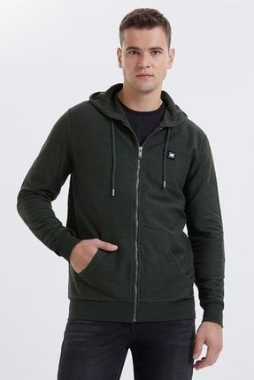 Lee Cooper Erkek Felton Kap onlu Sweatshirt Haki 201 LCM 241046