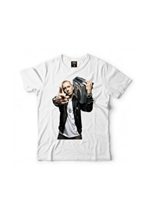 Eminem Herren T-Shirt Triangle Tee mit Foto-Print des Rappers
