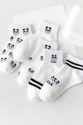 Panda Desenli 5'li Unisex Tenis Çorap Seti
